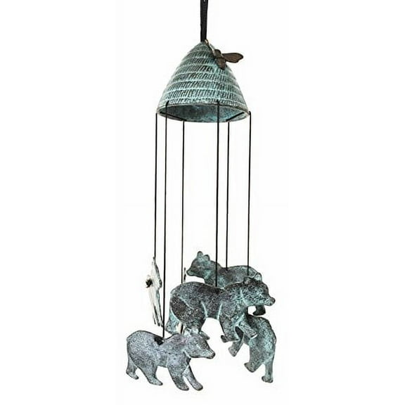 Rocky Mountain Bear And Bee Hive Abstract Art Brass Resonant Wind Chime Patio Garden Decor Great Gift For Bear Lovers Housewarming Present