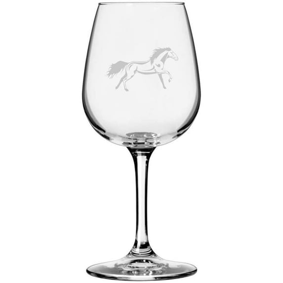 Rocky Mountain Body Horse Themed Etched All Purpose 12.75oz Libbey Wine Glass