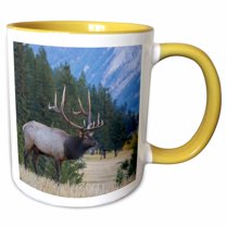 3drose, Rocky Mountain Bull Elk ., 15oz Two-tone Yellow Mug