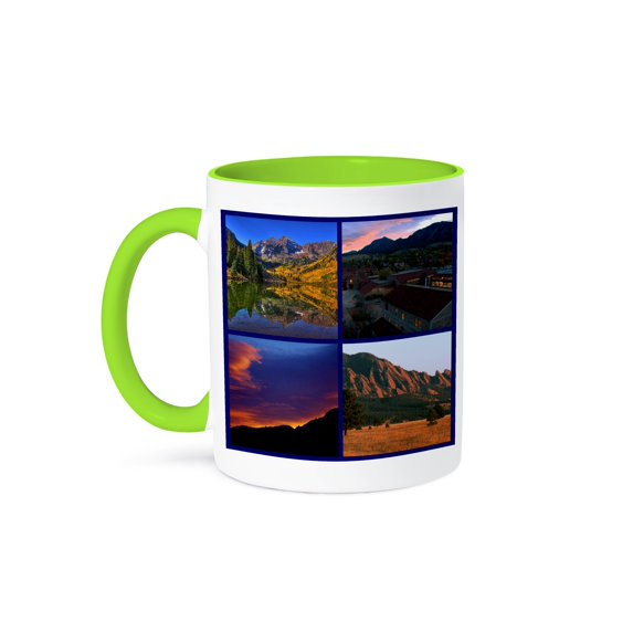 Rocky Mountain Collage, 15oz Two-Tone Green Mug