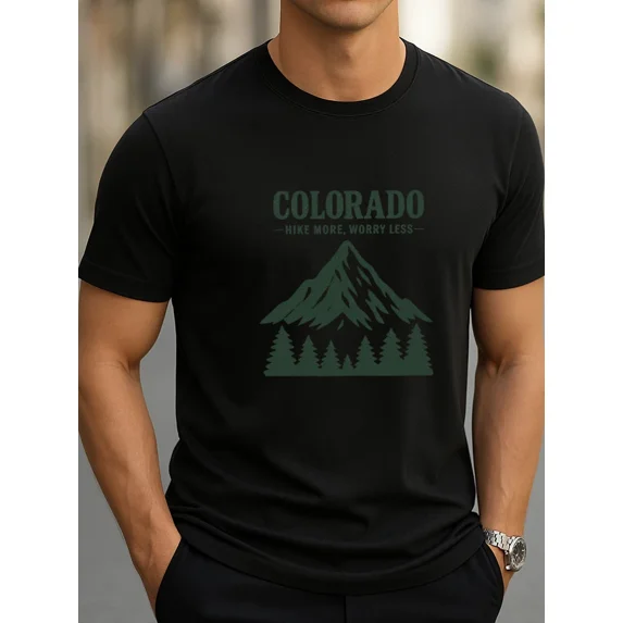 Rocky Mountain Colorado Hike More Worry Less Outdoors Unisex T-Shirt.PNG Travel, for Men & Women, up to Size 5XL