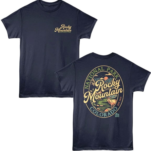 Rocky Mountain Colorado Men's T-Shirt (Navy, Adult4XL)