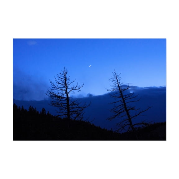 Rocky Mountain Crescent - Allenspark Colorado Photography Night Sky Moon Silhouette Landscape Nature Scenic Wilderness Unframed Wall Art Print 5 x 7 inches