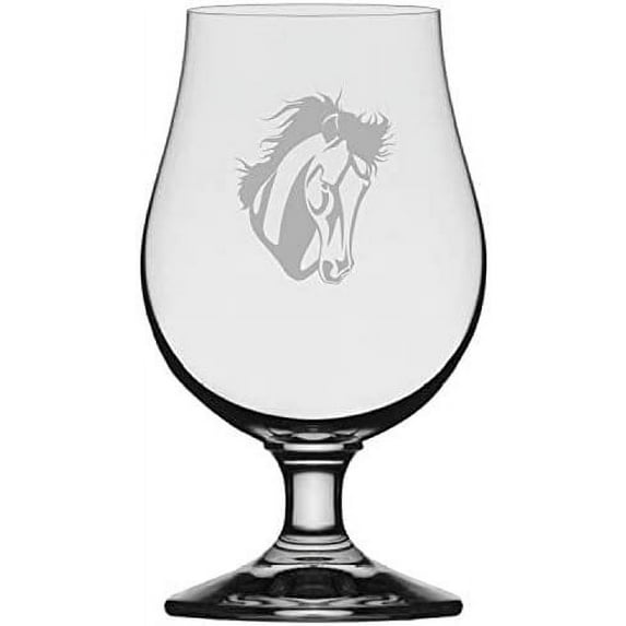 Rocky Mountain Face Horse Themed Etched 13.25oz Iona Beer Glass