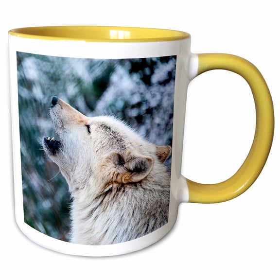 3drose, Rocky Mountain Gray Wolf Howling, 11oz Two-tone Yellow Mug
