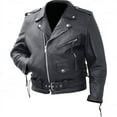 thumbnail image 1 of Rocky Mountain Hides Solid Genuine Cowhide Leather Classic Motorcycle Jacket, 1 of 2