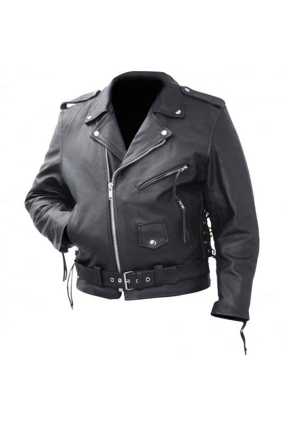 Solid Genuine Cowhide Leather Classic Motorcycle Jacket