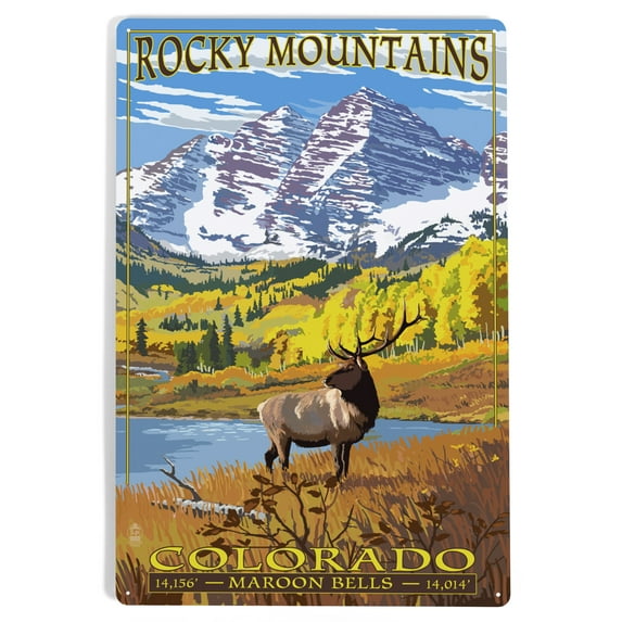 Rocky Mountain National Park, Colorado, Maroon Bells (12x18 Aluminum Art, Indoor Outdoor Metal Sign Decor)