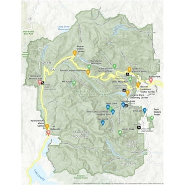 Rocky Mountain National Park Map GLOSSY POSTER PICTURE PHOTO PRINT BANNER  CONVERSATIONPRINTS