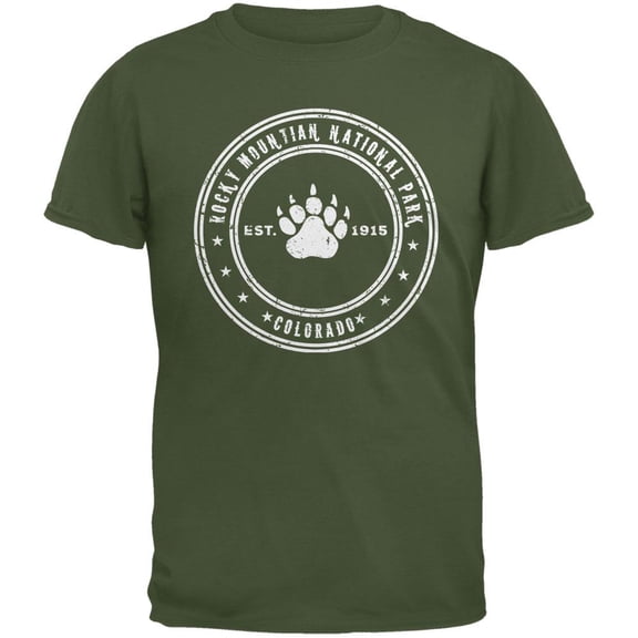 Rocky Mountain National Park Military Green Adult T-Shirt - Small