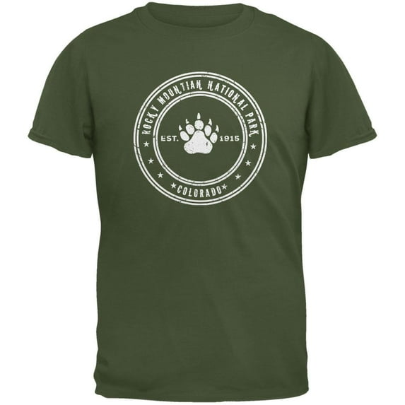 Rocky Mountain National Park Military Green Youth T-Shirt - Youth X-Large