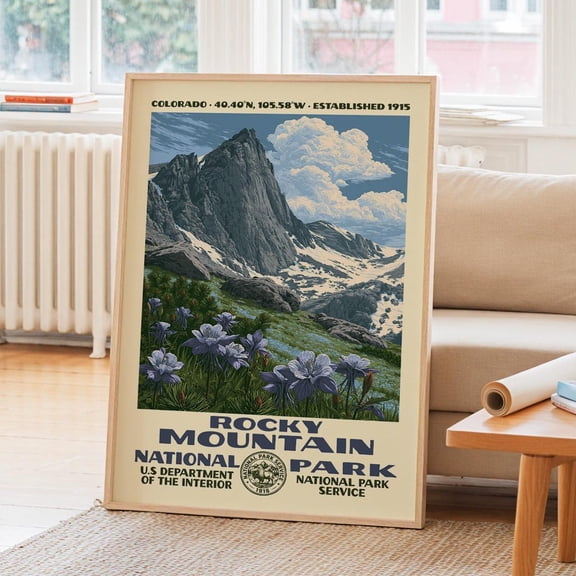 Rocky Mountain National Park Vintage WPA Nature Landscape Retro Travel Hiker Poster Unframed Paper Print