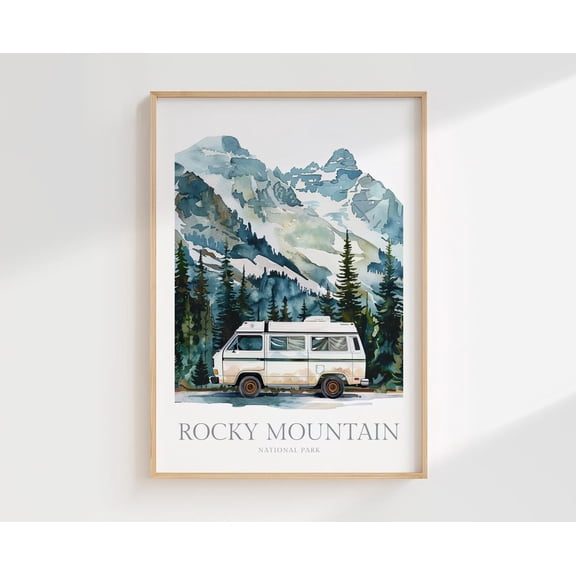 Rocky Mountain National Park Wall Art Home Decor Camper Van Travel Poster Poster, Unframed Size 8x12
