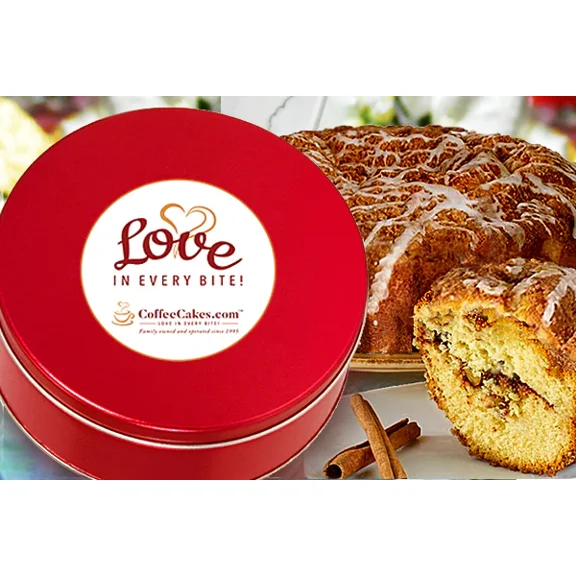 Rocky Mountain Old Fashioned Cinnamon Streusel Coffee Cake 3LB|Signature Red Gift Tin| Moist Cake