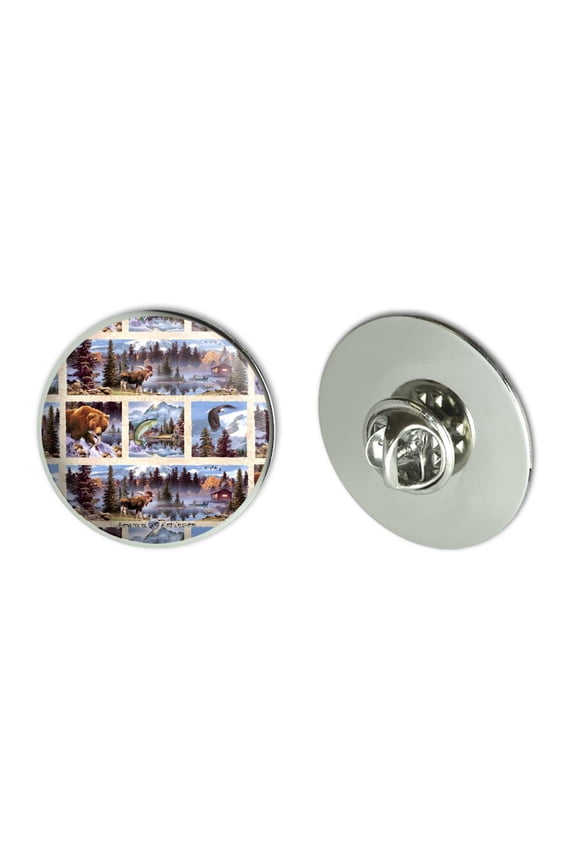Rocky Mountain Outdoors Panels Pattern Metal 1.1" Tie Tack Hat Lapel Pin Pinback