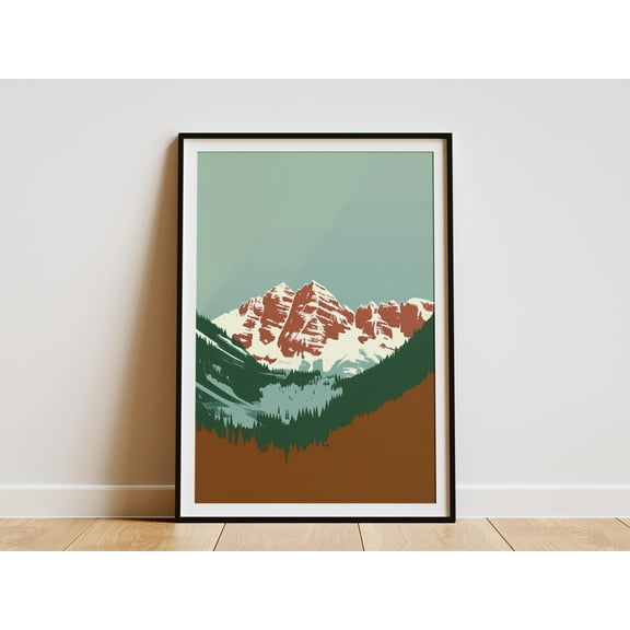 Rocky Mountain Poster Print Modern Mountain Art Abstract Landscape Wall Decor Minimalist Home Decor Snow Capped Peaks Illustration Colorado - Poster Unframed