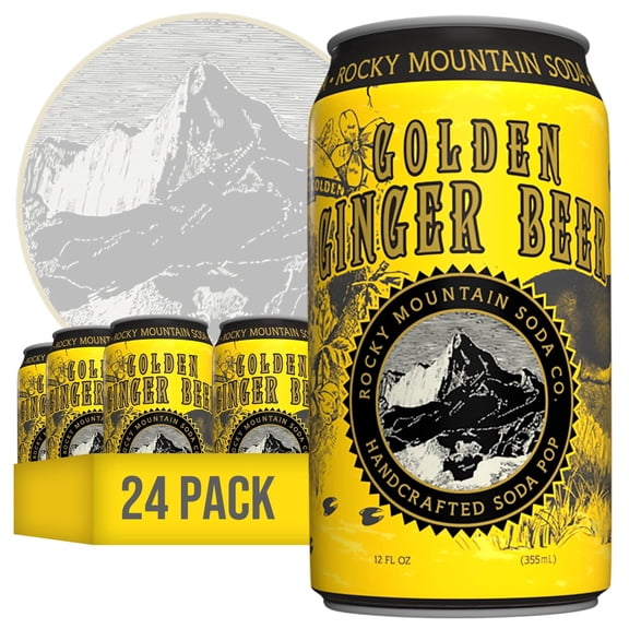 Rocky Mountain Soda, 24Pack 12FlOz Cans, SmallBatch Craft Soda Pop, GlutenFree, Vegan, Organic Cane Sugar, No Preservatives, No Added Sodium, Ginger Beer Soda Pop