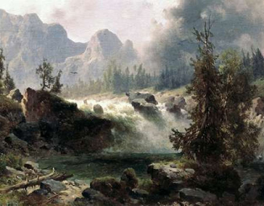 Rocky Mountain Stream Canvas Art - Albert Bierstadt (22 x 28)