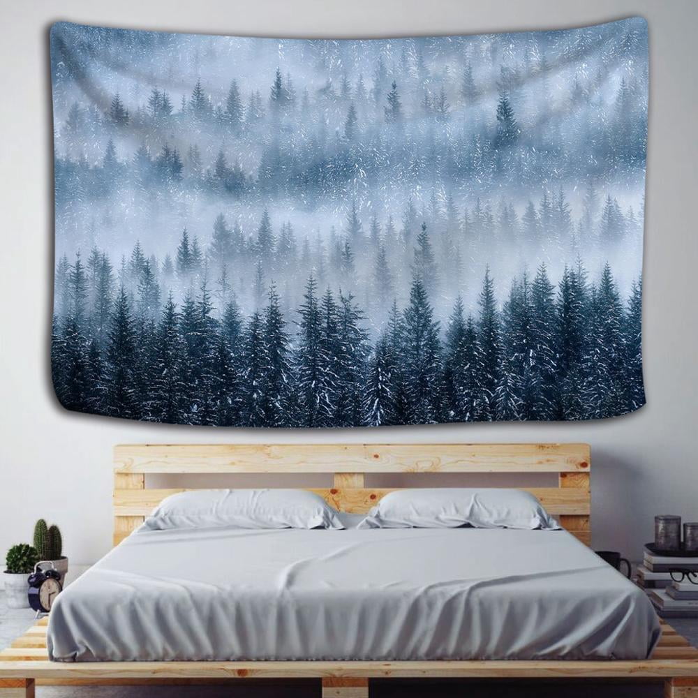 Rocky Mountain Tapestry Wall Hanging Misty Forest Wall Tapestry for ...