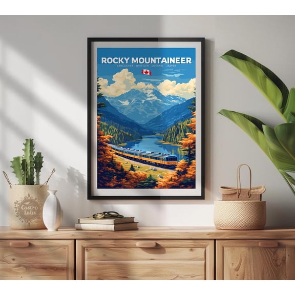 Rocky Mountaineer Train Wall Art Print, Unframed Paper Poster 24x36in