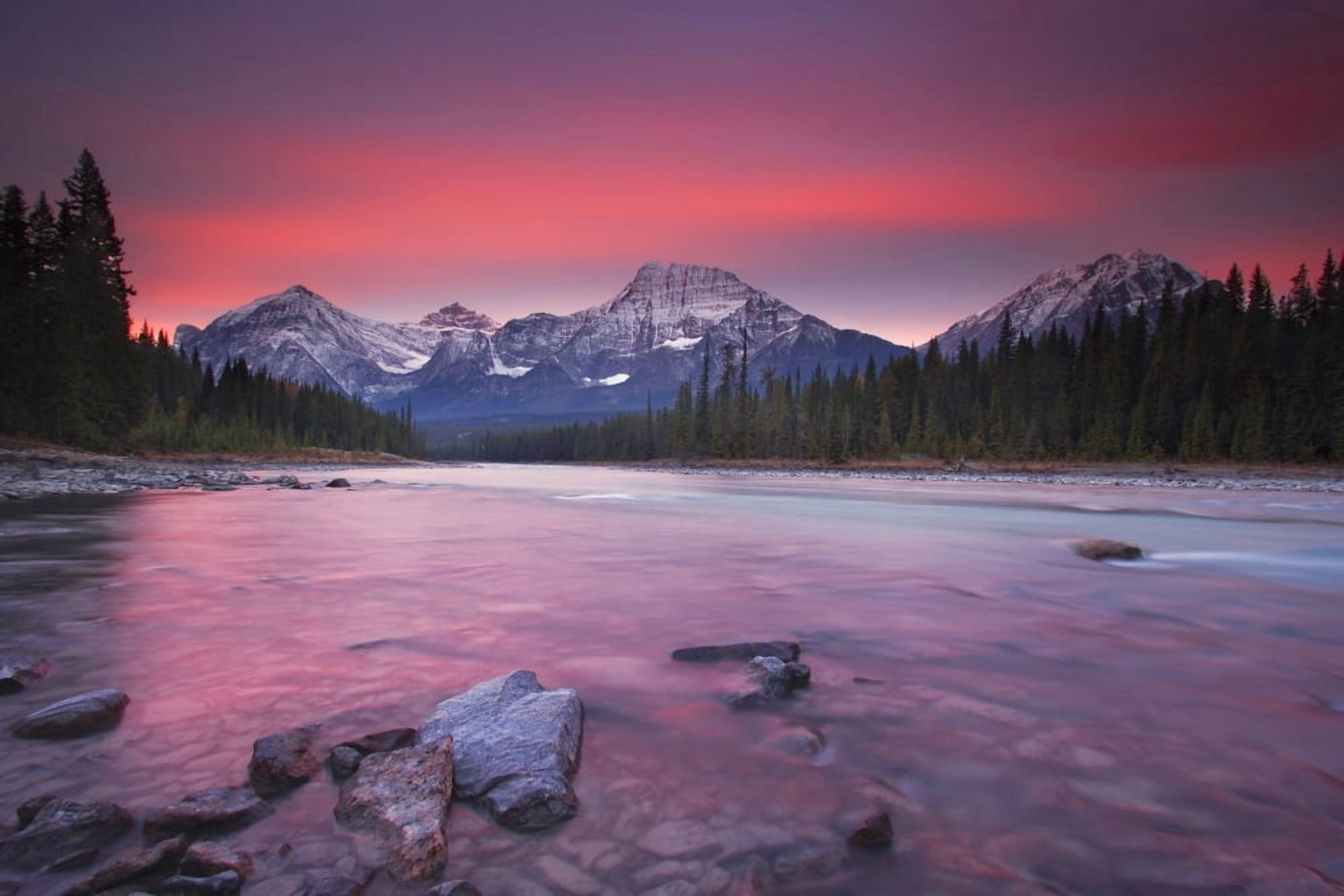 Rocky Mountains Athabasca River Jasper National Park Jasper Alberta Canada Canvas Art - Carson Ganci Design Pics (17 x 11)