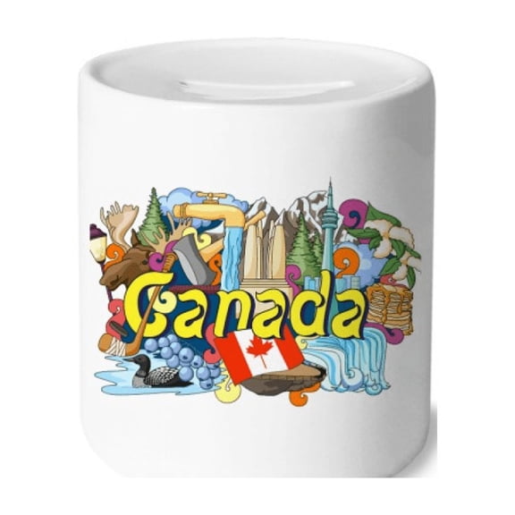 Rocky Mountains CN Tower Maple Canada Money Box Cerac Coin Case Piggy Bank
