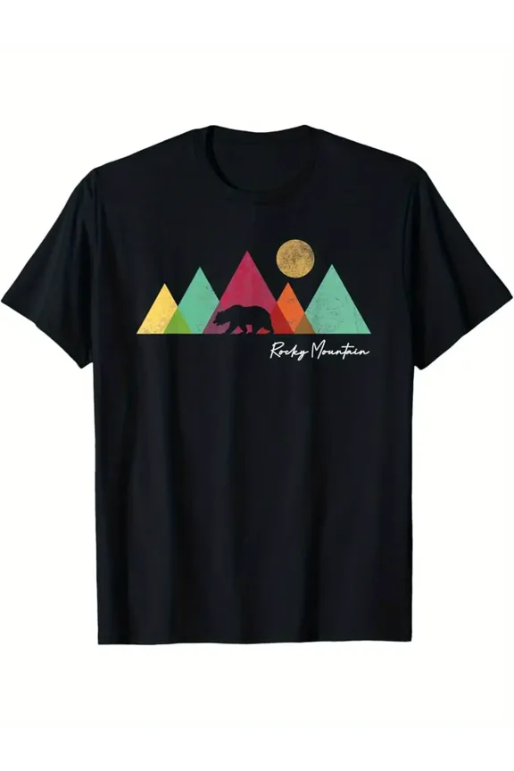 Rocky Mountains National Park Colorado Souvenir Bear Graphic T-Shirt All-Season Versatile Casual T-Shirts And Classic T-Shirts Made of 100% Pure Cotton Are Comfortable And