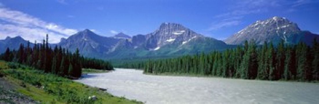 Rocky Mountains Near Jasper Alberta Canada Canvas Art - Panoramic Images (18 x 6)