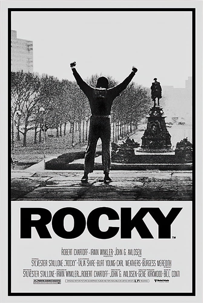 Rocky Victory Pose Black and White Canvas Movie Poster 24" x 36"