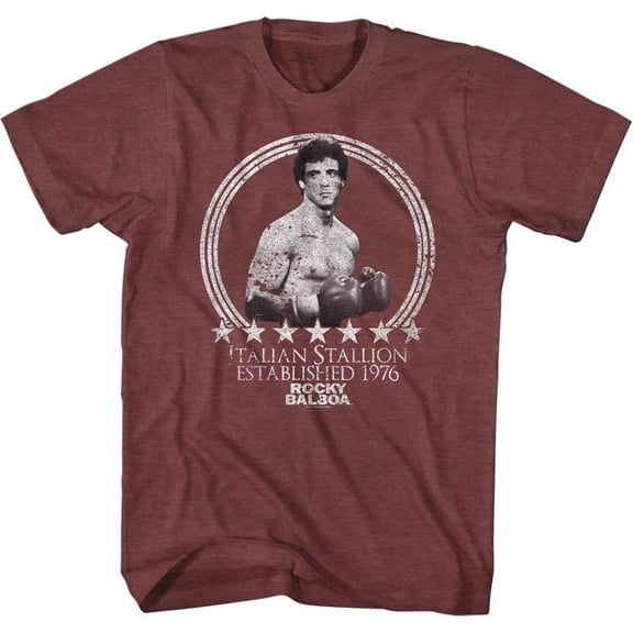 Rocky Ready Vintage Maroon Heather Adult T-Shirt 5Xl
