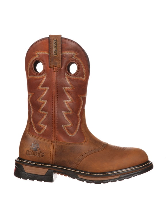 Original Ride Branson Saddle Roper Waterproof Western Boot, Saffron Brown And Ochre, Size 7(WI)