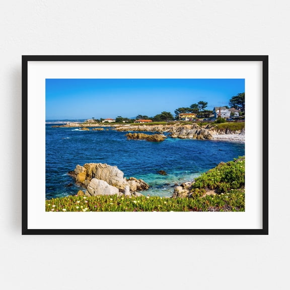 Rocky Pacific Grove - Monterey California Photography Coast Ocean Landscape Scenic Beach House Nature Summer Black Framed Wall Art Print 5 x 7 inches