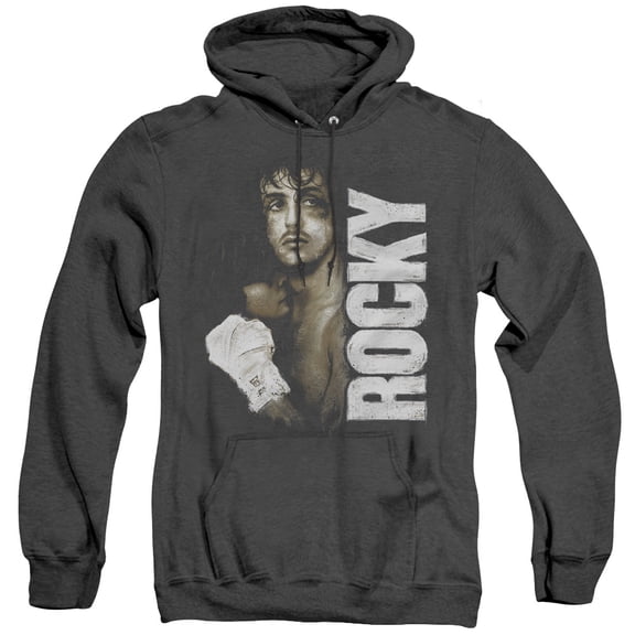 Rocky Painted Rocky Adult Heather Hoodie Sweatshirt Black