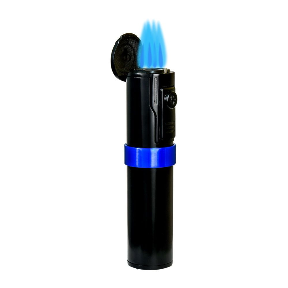 Rocky Patel Diplomat 5 Torch Lighters - Black with Blue Trim