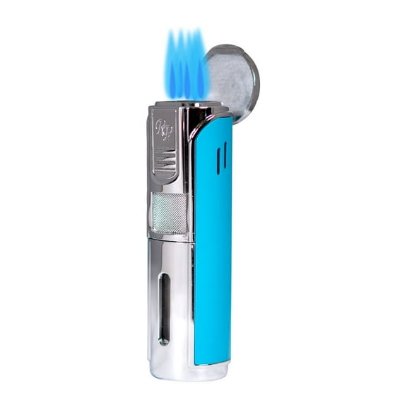 Rocky Patel Envoy 5 Torch Lighter - Chrome and Soft Touch Sky Blue