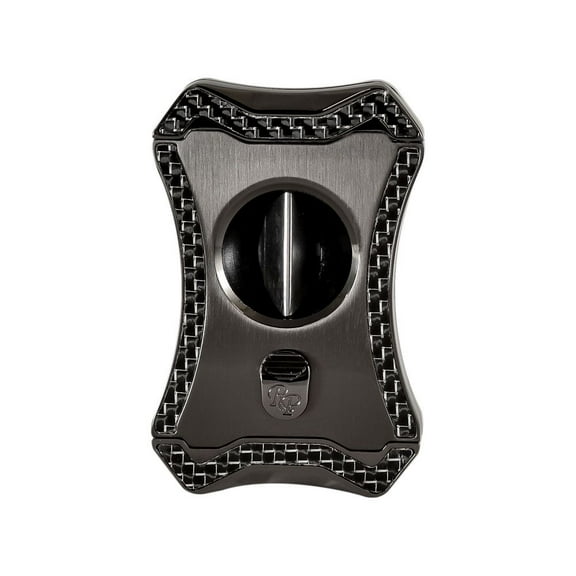 Rocky Patel Viper Cigar Cutter (V-Cut) - Gunmetal and Silver Carbon Fiber