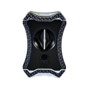 Rocky Patel Viper Cigar Cutter V-Cut - Silver Black and Blue Carbon Fiber