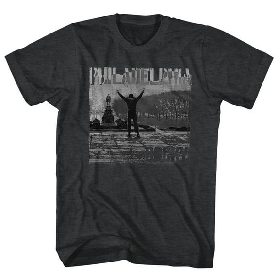 Rocky Philadelphia Black Heather Adult T-Shirt Xlt