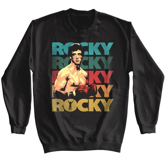 Rocky Pose 70's Retro Fade Sweater (Black, AdultS)