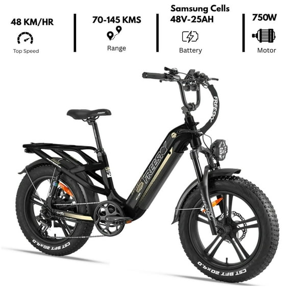 Rocky Pro Ebike|Power MoTor 750W|SAMSUNG Cells Lithium Battery Tested |Range Up To 90 Miles|Max Speed 30 MPH|Safe Hydraulic Disc Brake|LCD Display |Includes Rear Rack