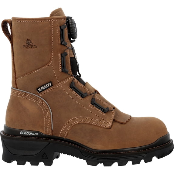 Rocky Rams Horn Composite Toe Logger Boot, Brown, Size 8.5(W)