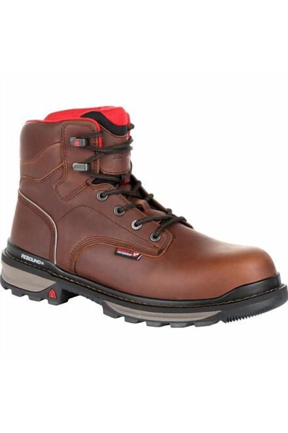 ROCKY WORK Men's 6" Rams Horn Composite Toe Waterproof Work Boot Dark Brown - RKK0257
