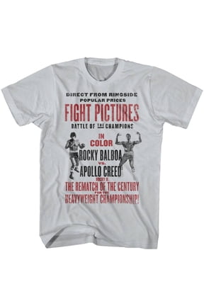 Rocky Balboa v Apollo Creed Fight Pictures Men's T Shirt (Silver, AdultM)