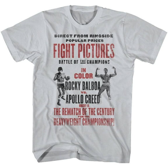 Rocky Balboa v Apollo Creed Fight Pictures Men's T Shirt (Silver, Adult3XL)