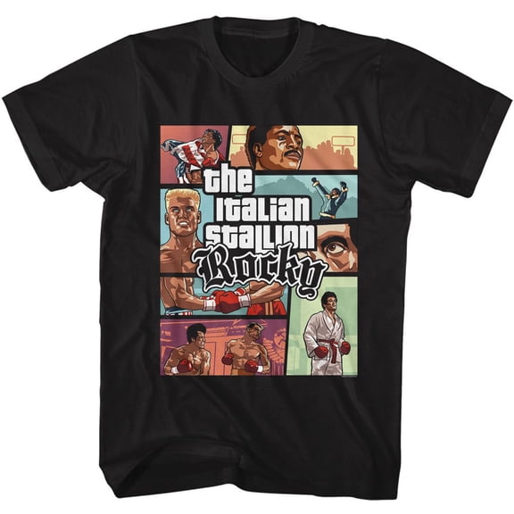 Rocky Scene Panels Black T-Shirt