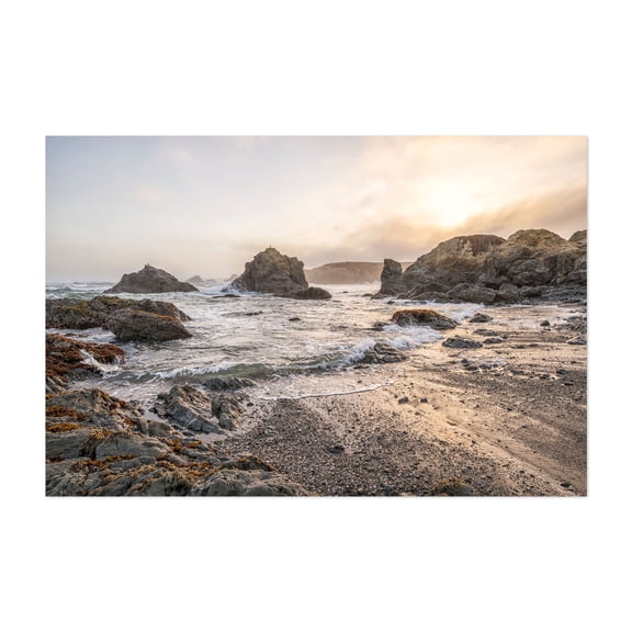 Rocky Serenity - Fort Bragg California Photography Seascape Coast Ocean Waves Sunset Beach Scenic Unframed Wall Art Print 20 x 30 inches