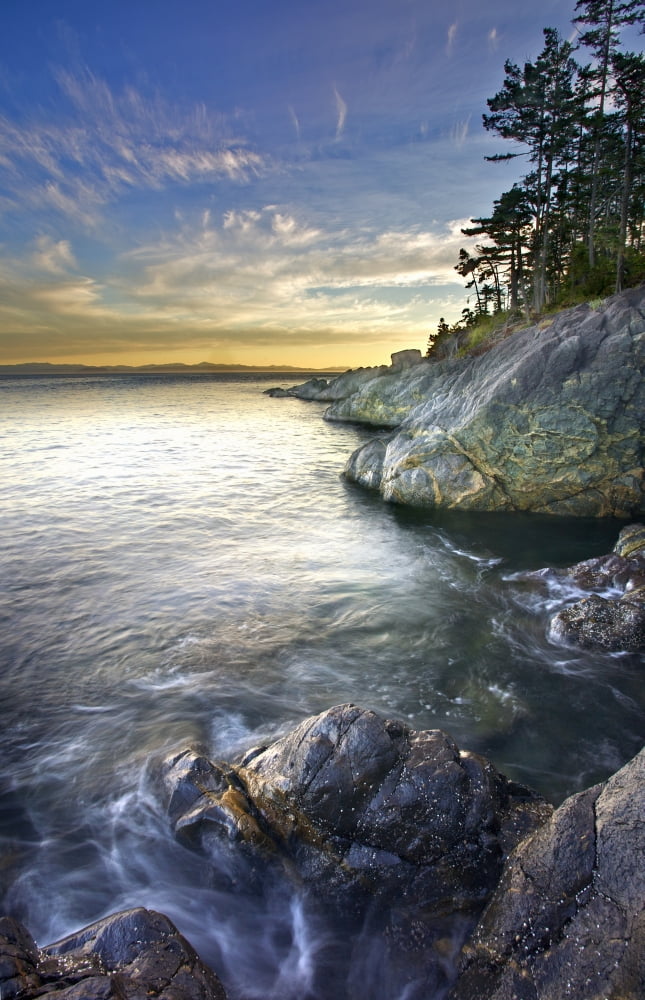 Rocky Shore At Sunset Juan De Fuca Straight Sheringham Point Shirley British Columbia Canvas Art - Snorri Gunnarsson Design Pics (11 x 17)
