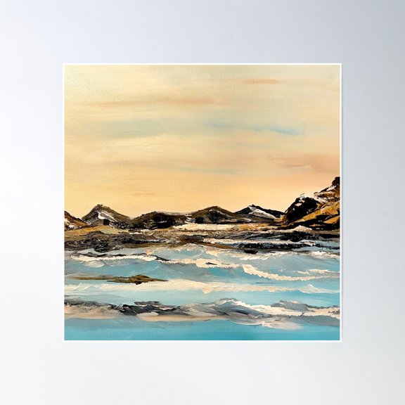 Rocky Shore Poster Wall Art, Modern Wall Decor, 16x16 UNFRAMED