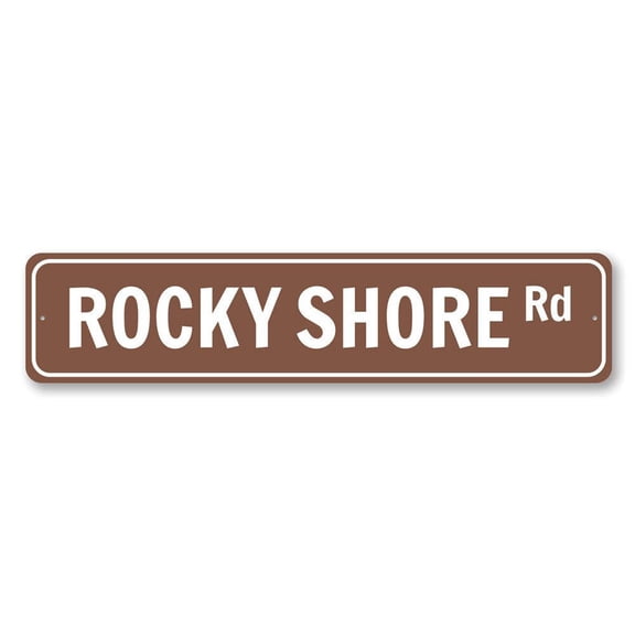 Rocky Shore Rd Sign, Custom Beach Street Sign, Ocean Lover Sign, Beach House Decor, Sea Home Decoration Aluminum Sign - 4x18 inches