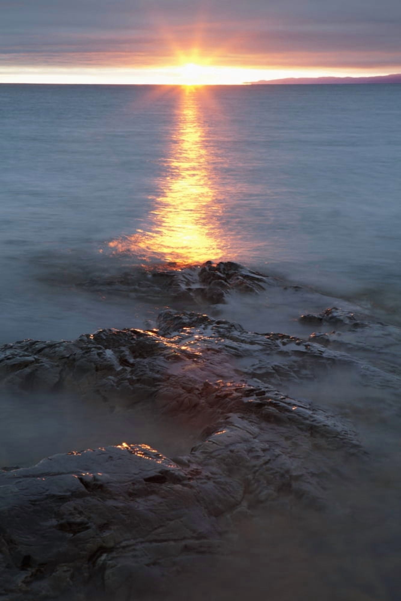 Rocky Shoreline Of Lake Superior At Sunset Wawa Ontario Canada Canvas Art - Susan Dykstra Design Pics (12 x 19)